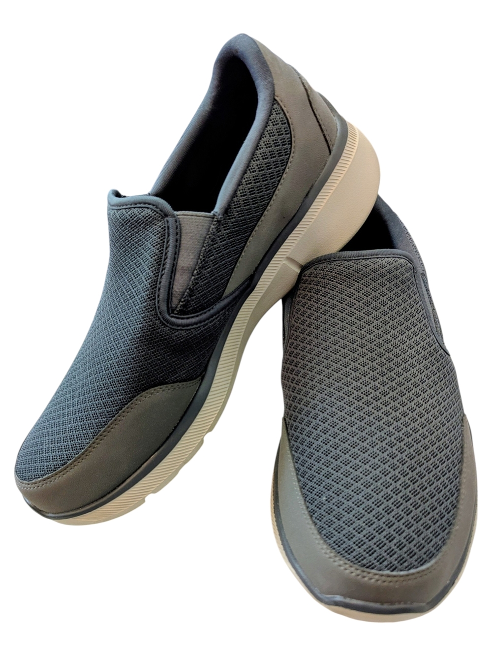 Skechers Extra Wide Men's Slip-On Mesh Loafers in Gray - 9.5W